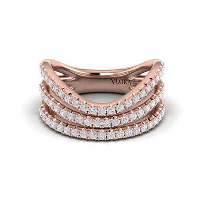 Diamond Multi-Row Curved Statement Ring