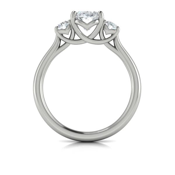 Oval Three Stone Engagement Ring in Platinum by Vlora Bridal
