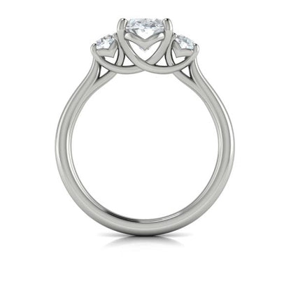 Oval Three Stone Engagement Ring in Platinum by Vlora Bridal