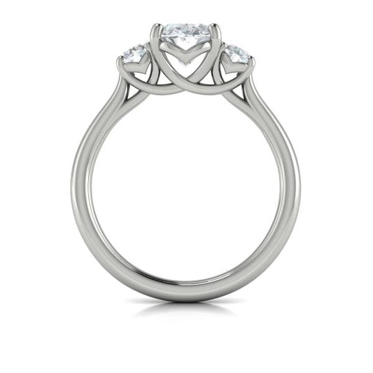 Oval Three Stone Engagement Ring in Platinum by Vlora Bridal