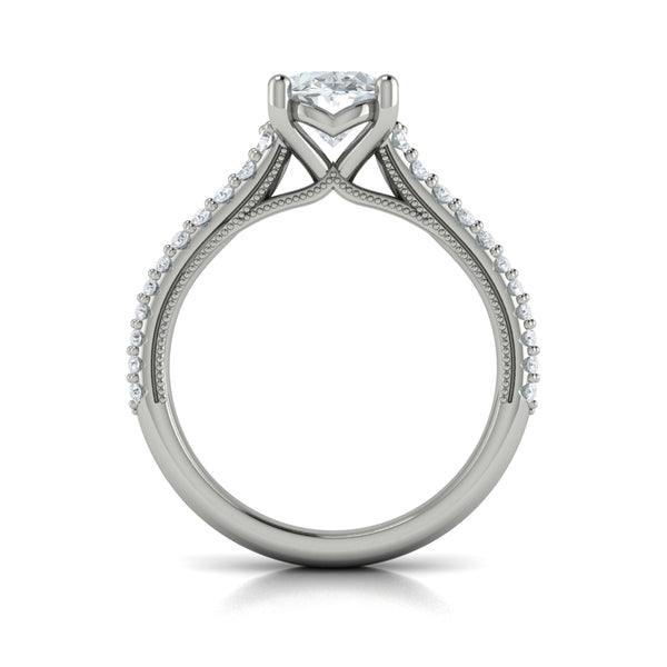 Oval Straight Row Engagement Ring in Platinum by Vlora Bridal