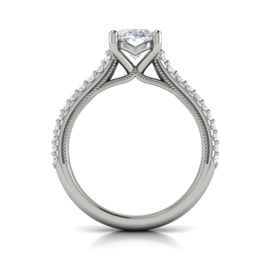 Oval Straight Row Engagement Ring in Platinum by Vlora Bridal
