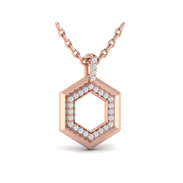Diamond Open Honeycomb Pendant Necklace