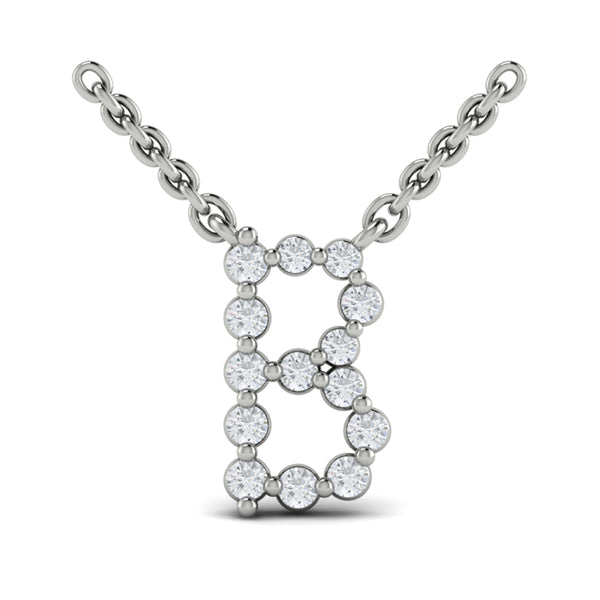 Diamond Alphabet Pendant Necklace, B