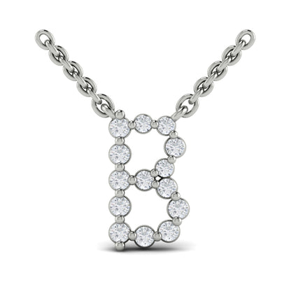 Diamond Alphabet Pendant Necklace, B