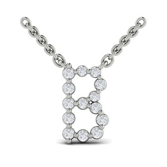 Diamond Alphabet Pendant Necklace, B