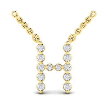 Diamond Alphabet Pendant Necklace, H
