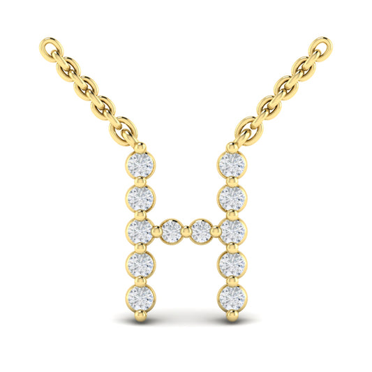 Diamond Alphabet Pendant Necklace, H