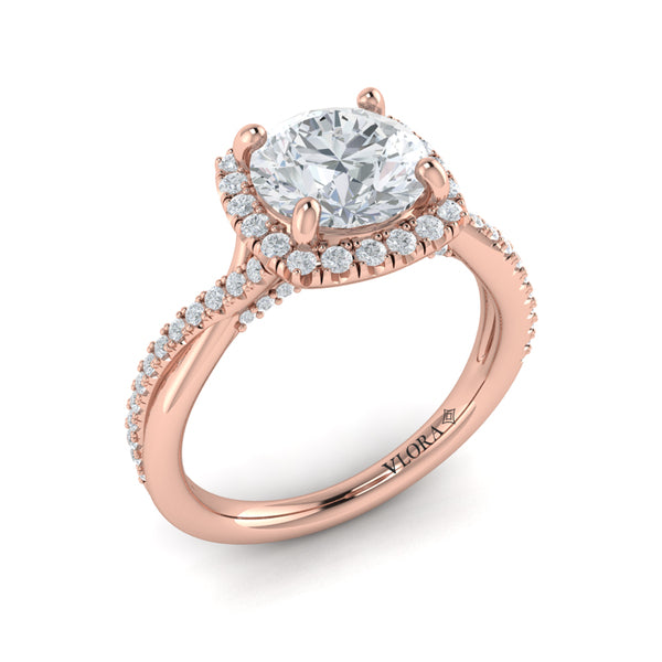 Entwined Euro Halo Round Engagement Ring
