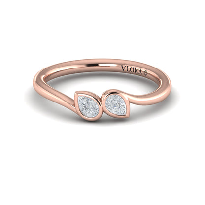 Pear Shaped Diamond Bezel‑set two‑stone Bypass Ring