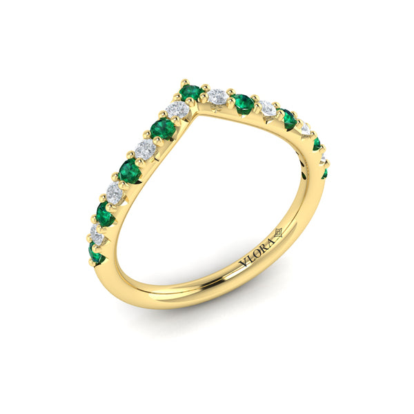 Emerald and Diamond Contour Band