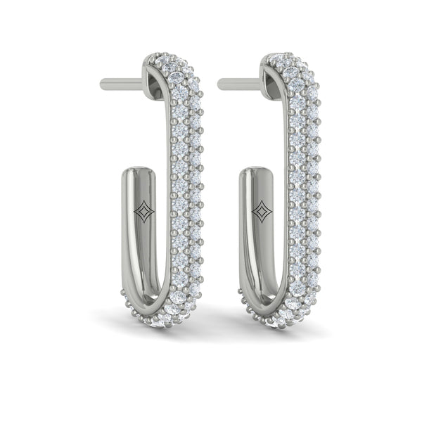 Diamond Elongated Hoop Earrings