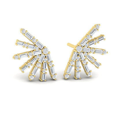 Baguette Radiant Diamond Stud Earrings