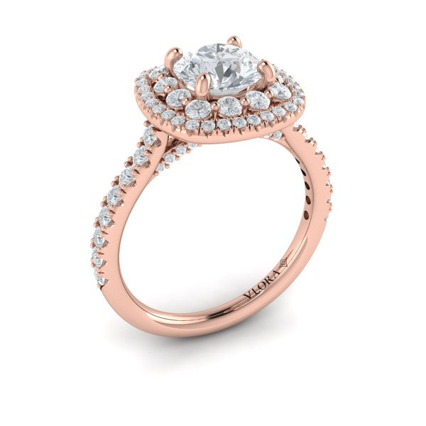 Double Euro Halo Round Engagement Ring