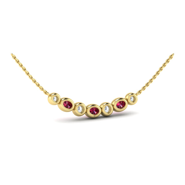 Diamond and Ruby Rounded Bezel Pendant