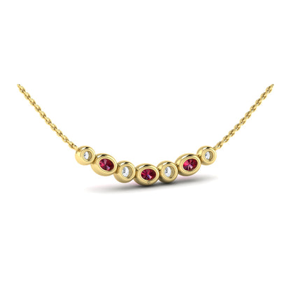 Diamond and Ruby Rounded Bezel Pendant