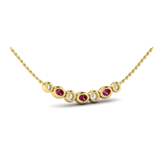 Diamond and Ruby Rounded Bezel Pendant