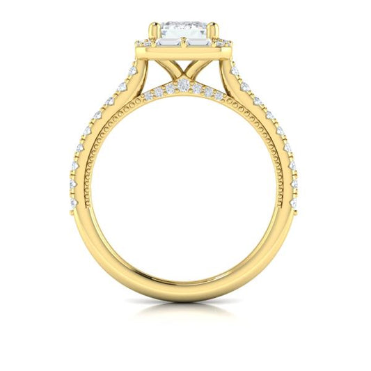 Deco Elegance Emerald Cut Halo Engagement Ring