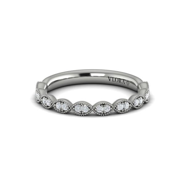 Matching Bands Wedding Band in 14K White Gold by Vlora Bridal