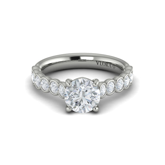 Round Diamond Engagement Ring with Bezel-Set Diamond Band