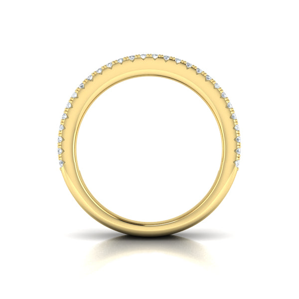 Concave Fluted Ring Edged with Diamonds
