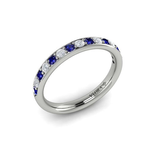 Delicate Sapphire and Diamond Stackable Band