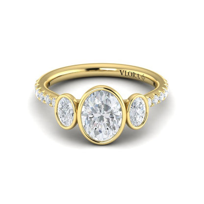 Trio Oval Bezel Engagement Ring