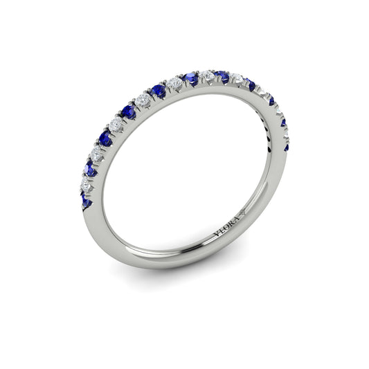 Slim Sapphire and Diamond Stackable Band