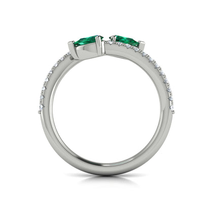 Diamond and Pear Emerald Wrap Ring