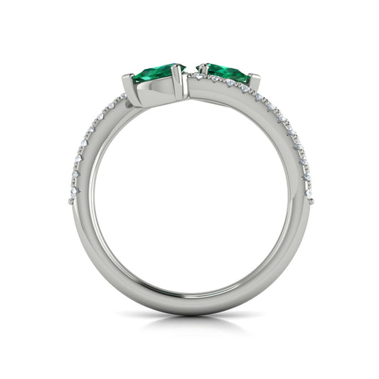 Diamond and Pear Emerald Wrap Ring