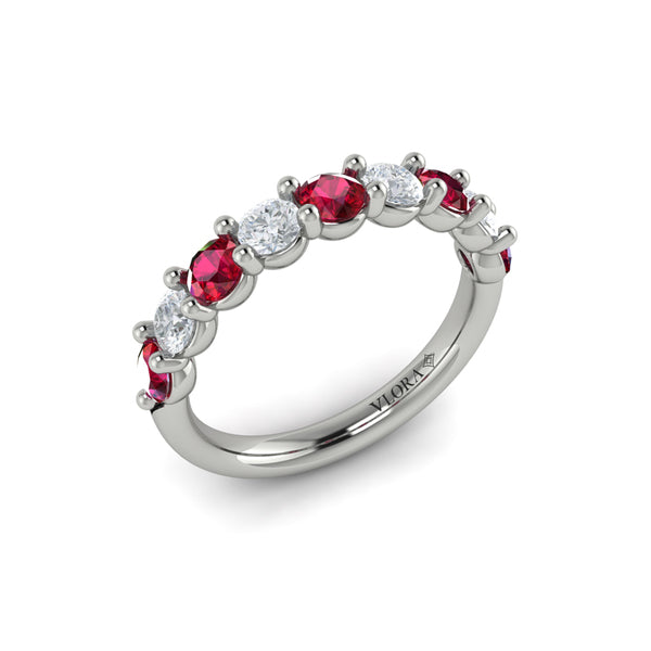 Colored Bands Wedding Band in Platinum by Vlora Bridal