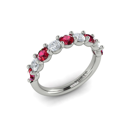 Colored Bands Wedding Band in Platinum by Vlora Bridal