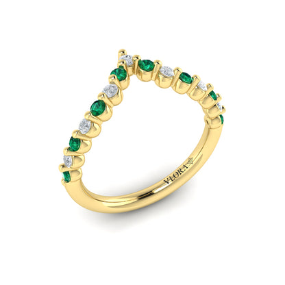 Diamond and Emerald Chevron Ring
