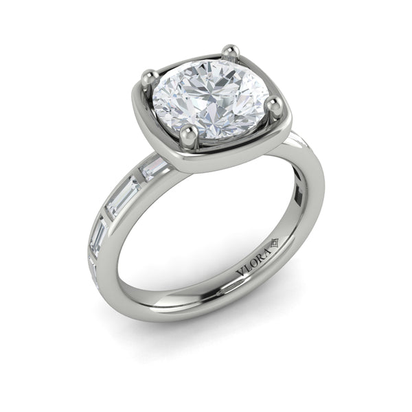 Round Classic Engagement Ring in Platinum by Vlora Bridal