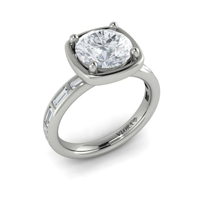 Round Classic Engagement Ring in Platinum by Vlora Bridal