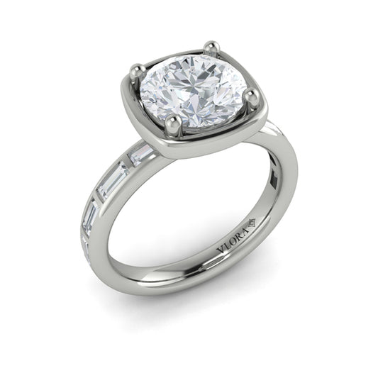 Round Classic Engagement Ring in Platinum by Vlora Bridal