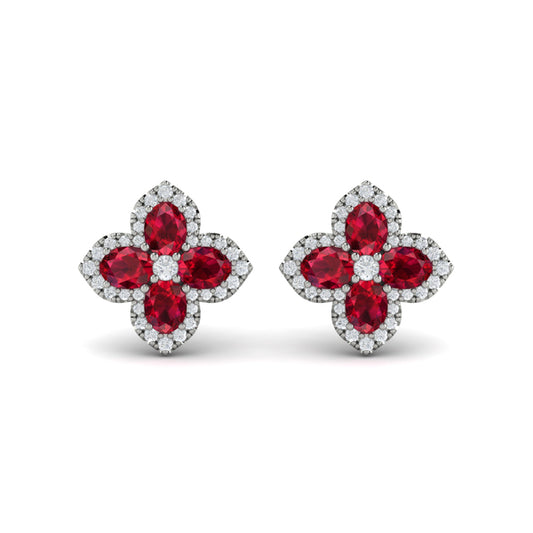 Petal Ruby Blossom Earrings