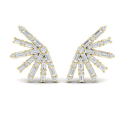 Baguette Radiant Diamond Stud Earrings