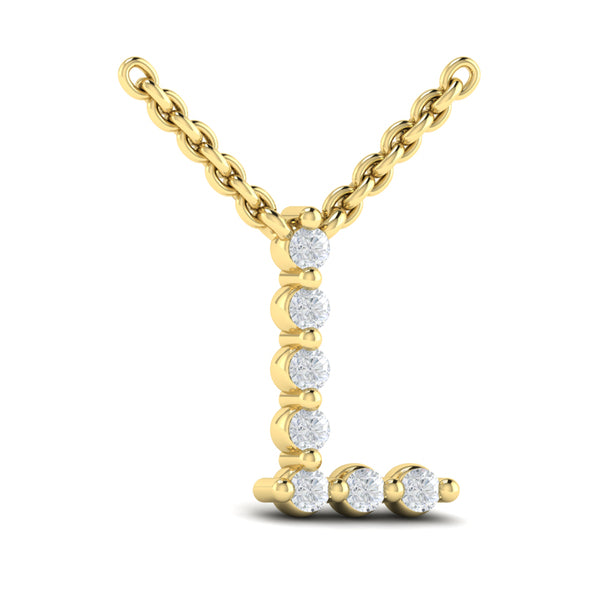 Diamond Alphabet Pendant Necklace, L