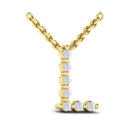 Diamond Alphabet Pendant Necklace, L