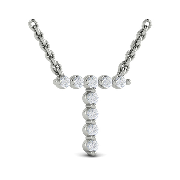 Diamond Alphabet Pendant Necklace, T
