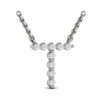 Diamond Alphabet Pendant Necklace, T