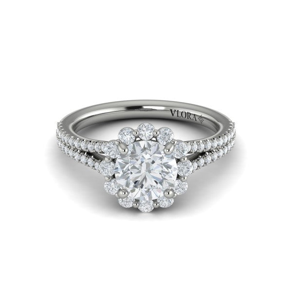 Floral Halo Engagement Ring
