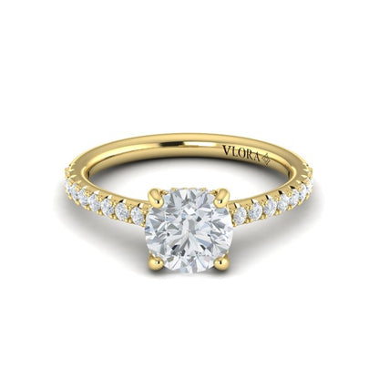 Classic Cathedral Engagement Ring with a Hidden Halo
