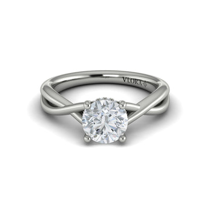 Round Solitaire, Hidden Halo Engagement Ring in Platinum by Vlora Bridal