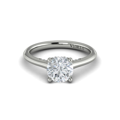 Round Solitaire Engagement Ring in Platinum by Vlora Bridal
