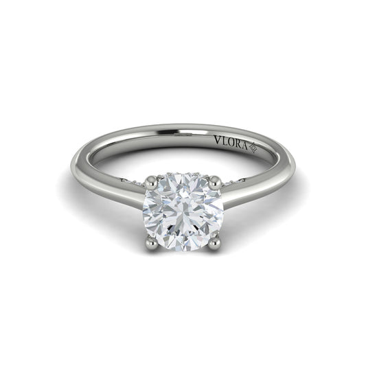 Round Solitaire Engagement Ring in Platinum by Vlora Bridal