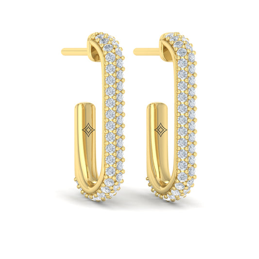 Diamond Elongated Hoop Earrings