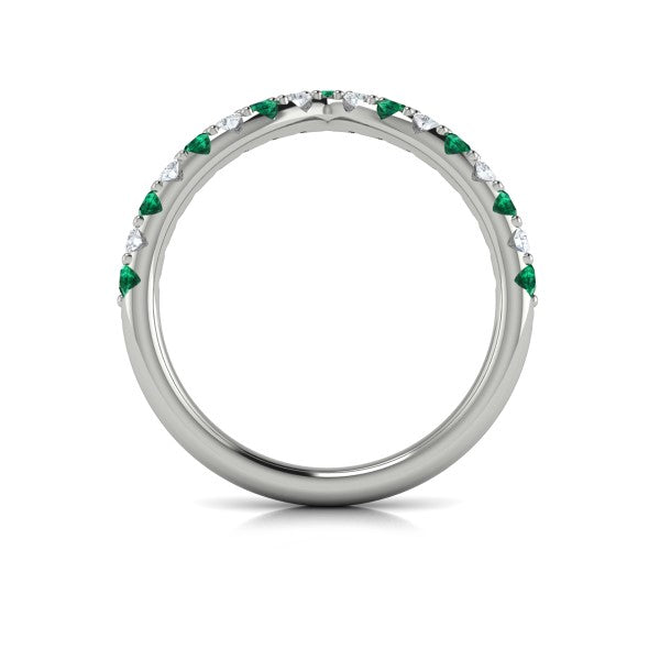 Emerald and Diamond Contour Band