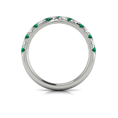 Emerald and Diamond Contour Band